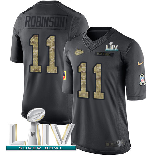Nike Chiefs #11 Demarcus Robinson Black Super Bowl LIV 2020 Youth Stitched NFL Limited 2016 Salute to Service Jersey